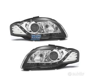 FARI PER AUDI A4 B7 04-07 LUCE DIURNA SFONDO NERO 