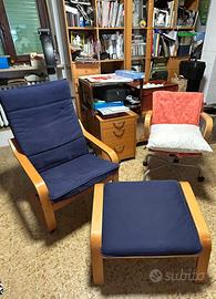 Sedia POÄNG ikea + poggia piedi