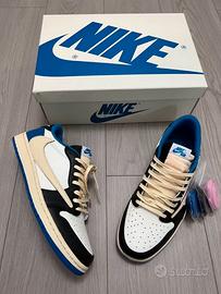 Air Jordan 1 Low Bianco, Blu e Nero 45