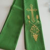 Stola diaconale verde con ricamo oro