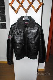 Giacca in pelle stile aviatore militare 