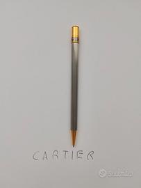 Penna a sfera vintage Cartier Santos acciaio e oro