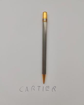 Penna a sfera vintage Cartier Santos acciaio e oro