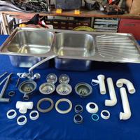 Lavello inox doppia vasca con tutti gli accessori