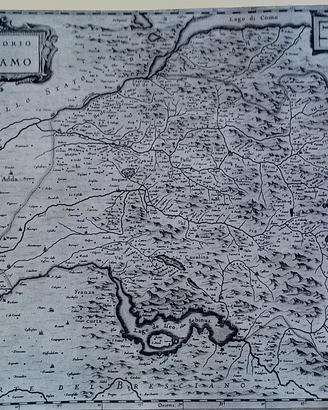 mappa antica di territorio di Bergamo rarissima 