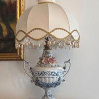 Lampada porcellana fiori eseguita a mano, grande