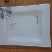 Elegante piatto rettangolare in vetro bianco