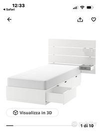 struttura letto singolo bianco