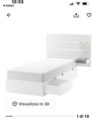 struttura letto singolo bianco