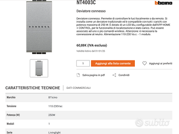 BTicino  Sistema Tapparelle Automatico LivingLight