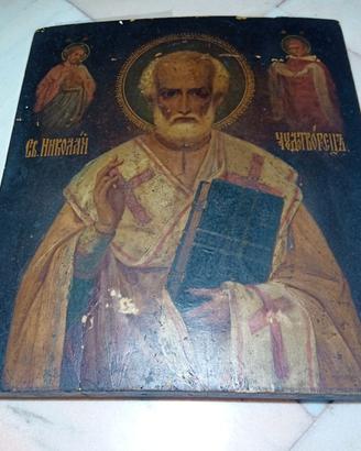 Antica icona russa S. Nicola XVII secolo