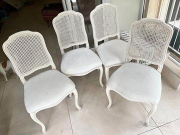 Set 4 sedie provenzali in legno e tessuto