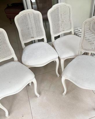 Set 4 sedie provenzali in legno e tessuto
