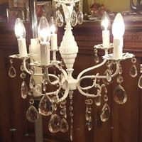 Lampadari restaurati 5 luci ottone gocce cristallo