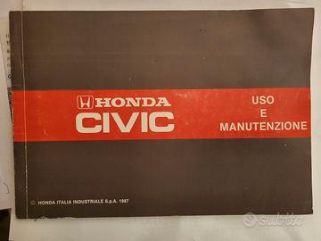 MANUALE USO E MANUTENZIONE HONDA CIVIC ANNI 80