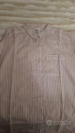 Camicione in cotone a righe bianco e rosa,taglia L