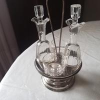 antico set condimenti acciaio vetro primo '900