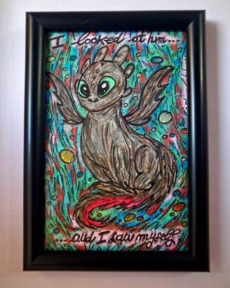 quadro handmade Sdentato di Dragon Trainer con cit