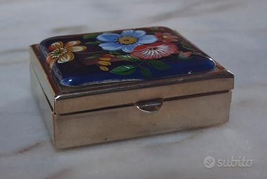 Portapillole vintage smalto floreale