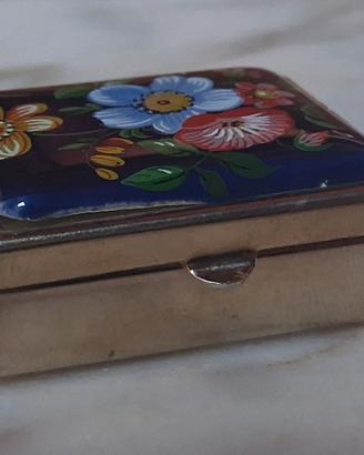 Portapillole vintage smalto floreale
