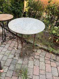 Tavolino da giardino d'epoca - ferro e marmo