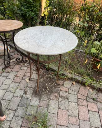 Tavolino da giardino d'epoca - ferro e marmo