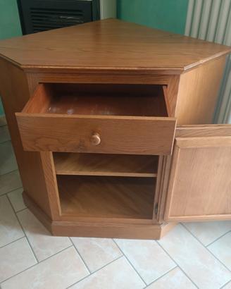 angoliera in legno massiccio colore rovere 