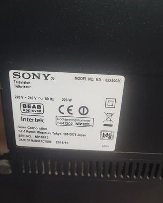  TV Sony 55" Tipo 55X8005C rotta