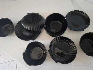 Set 12 pz Arcopal Conchiglia Nero/Fumé – 6 Ciotole
