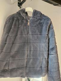giacca in pelliccia sintetica grigio fumo