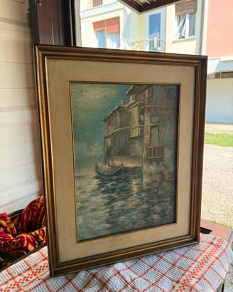 Quadro dipinto ad olio "Scorcio di Venezia"