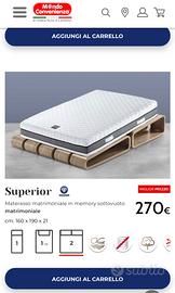 -50% materasso mat memory nuovo 160x190x21