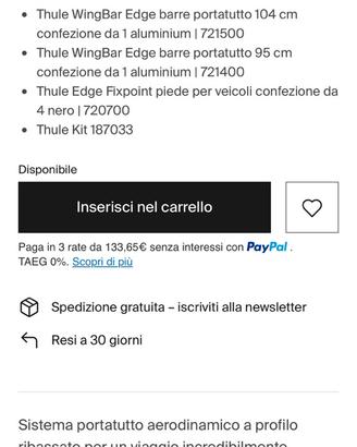 Thule Barre Portatutto Wingbar Edge  BMW Mercedes