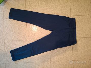 Pantalone cotone primaverile blu slim taglia 42 