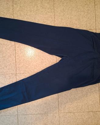 Pantalone cotone primaverile blu slim taglia 42 