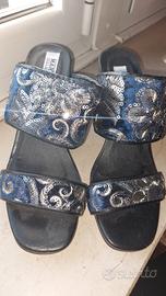 Sabot velluto blu marca Martin Pescatore