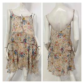 REPLAY Vestito abito beige fiori multicolore