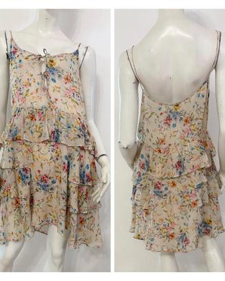 REPLAY Vestito abito beige fiori multicolore