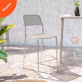 Sgabello alto in acciaio tortora - Faber