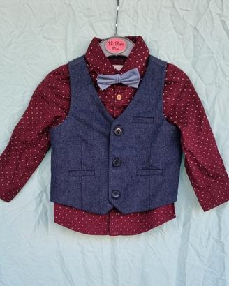 Completo Cerimonia Bambino Camicia Bordo' Gilet