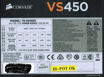 Alimentatore PSU Corsair VS450 450W ATX 80+