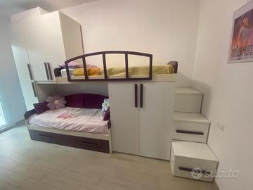 cameretta bambina ragazza con 3 letti come nuova