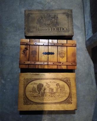 Cassette vintage di legno vuote