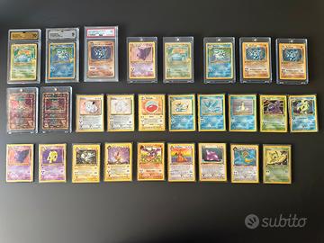 Lotto carte pokemon vintage- 1 edizione, holo, PSA