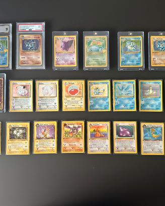 Lotto carte pokemon vintage- 1 edizione, holo, PSA