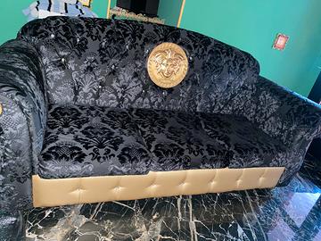 Divano letto barocco, nero e oro