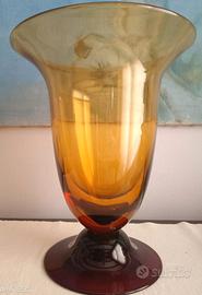 Vaso vetro di Murano ocra anni 1970