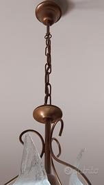 Lampadario con Foglie in Vetro