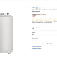 Boiler Ariston BCH 160L NUOVO