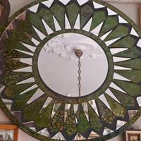 Specchio da parete, verde, con motivi elaborati